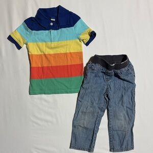 Kids Multi-Striped Polo Shirt - Colorful Short Sleeve Top